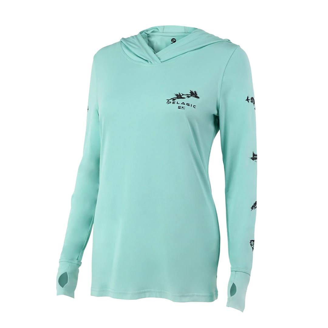 Apparel Ultratek Gyotaku Hooded Fishing Shirt - Women's Womens Apparel Ultratek Gyotaku Hooded Fishing Shirt - Women's Womens