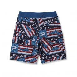 Apparel Youth Blue Water Americamo Sticker Fishing Shorts