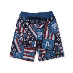 Apparel Kid's Blue Water Americamo Sticker Fishing Shorts Kids 3T - 5T